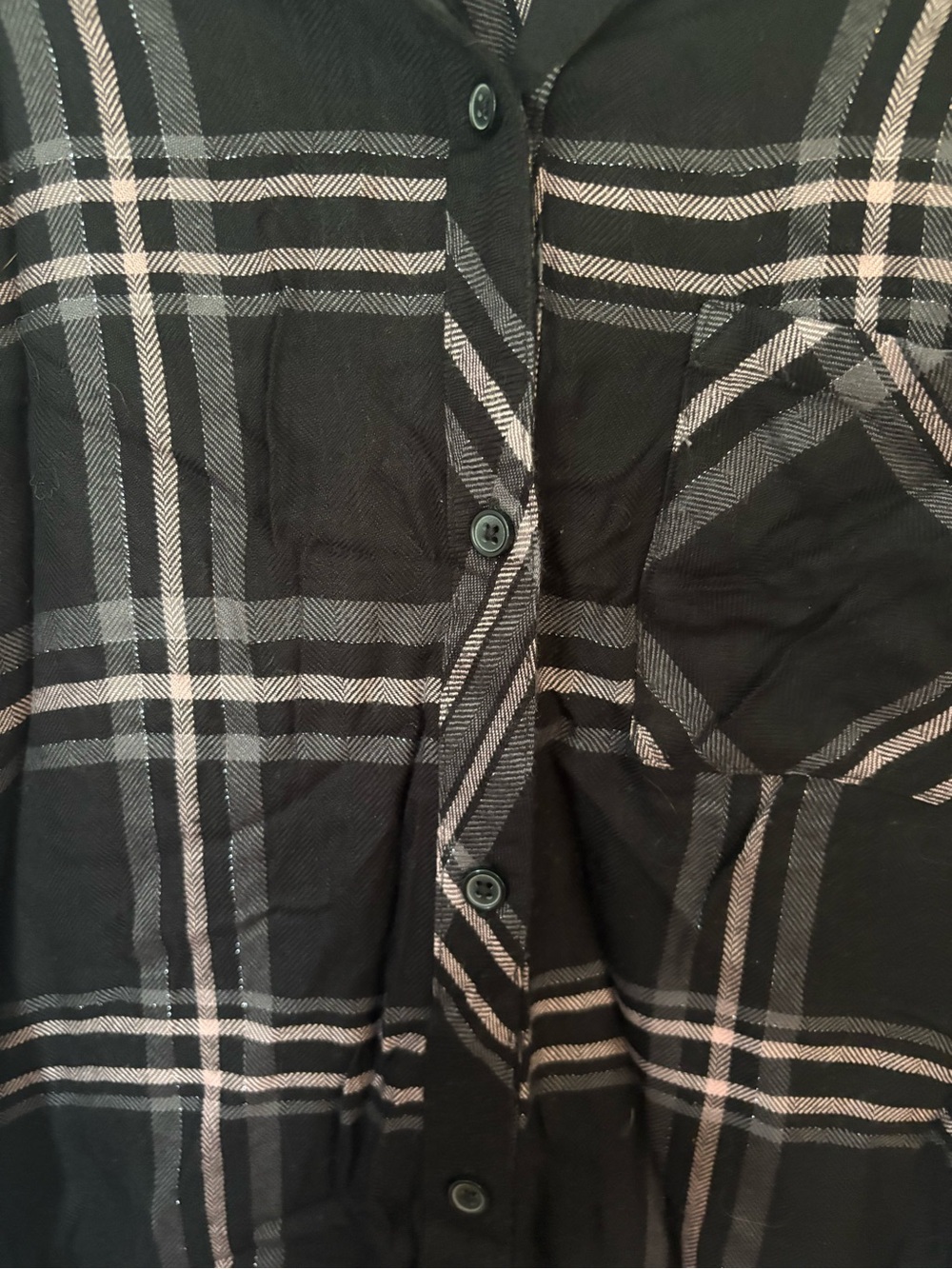 Rails Hunter Plaid Flannel Button Down Onyx Slate Blush, Size Medium (M) Soft - Picture 6 of 16